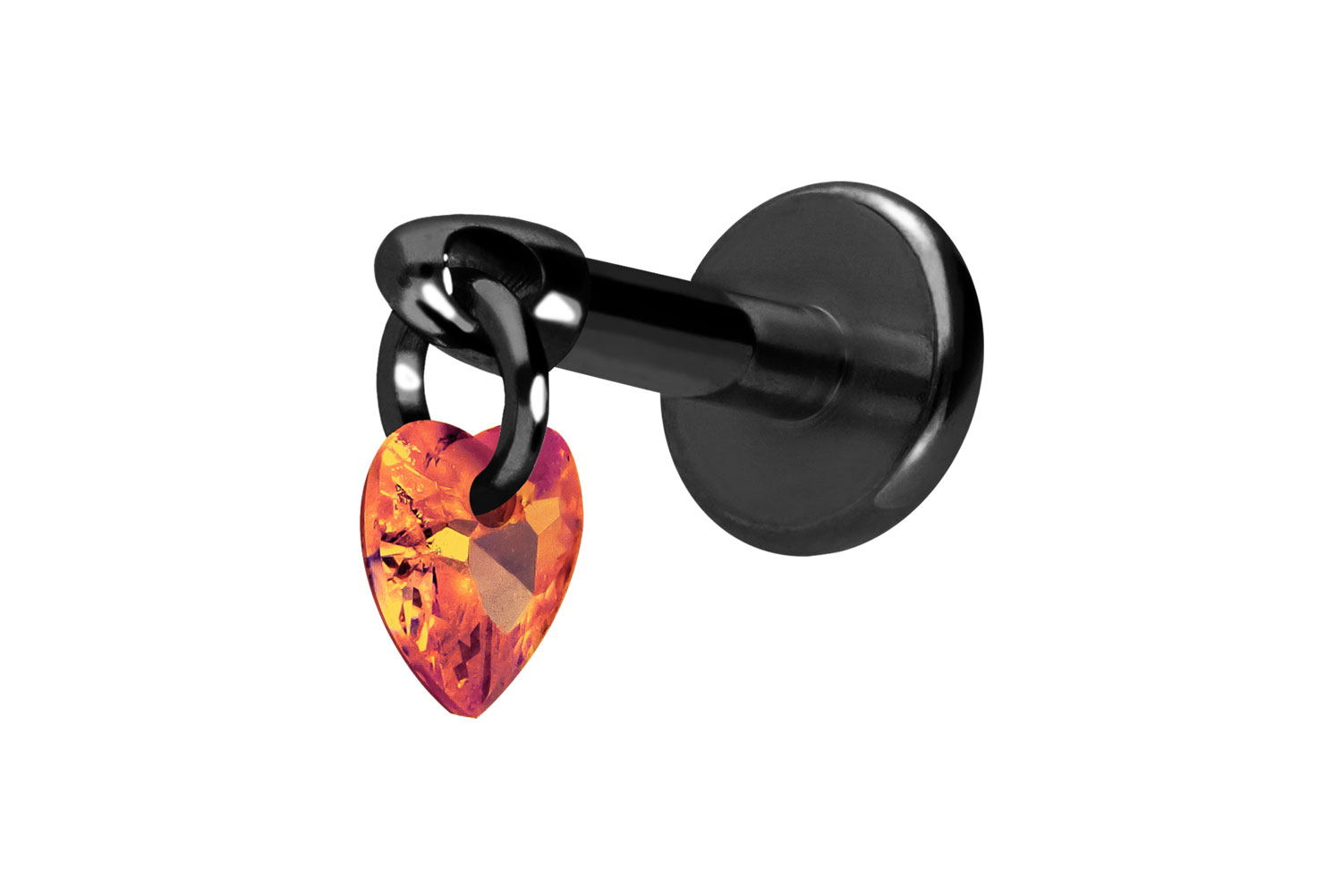 Titan Labret Piercing mit Innengewinde KRISTALLHERZ